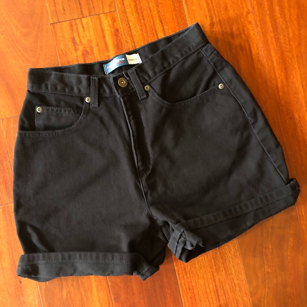 High waisted black jean shorts
